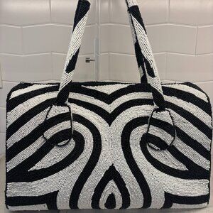 Sassy Jones Original Toschia Beaded Bag - Black and White